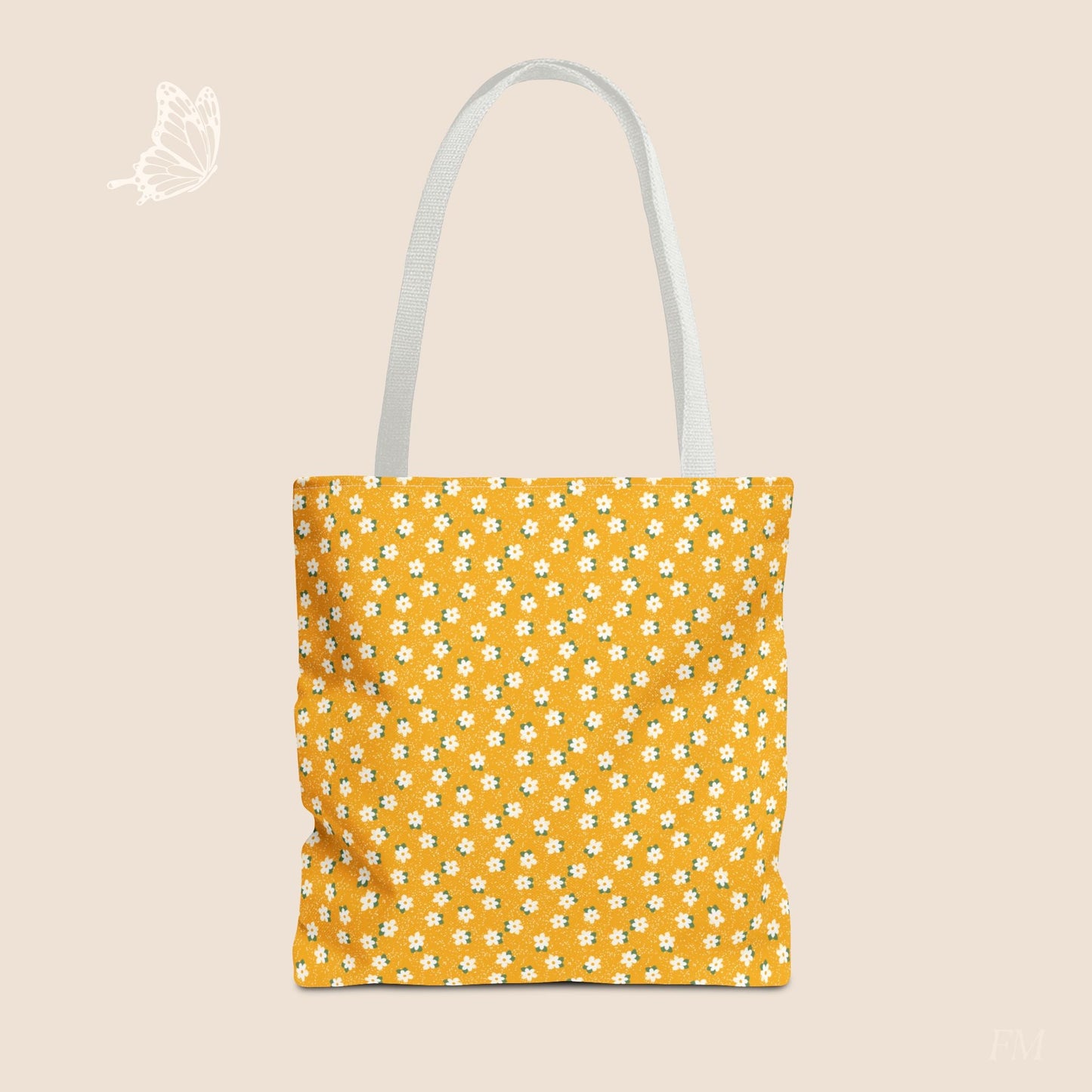 Sunny Days Floral Tote Bag with hand drawn artwork - Flourish Moon Studio