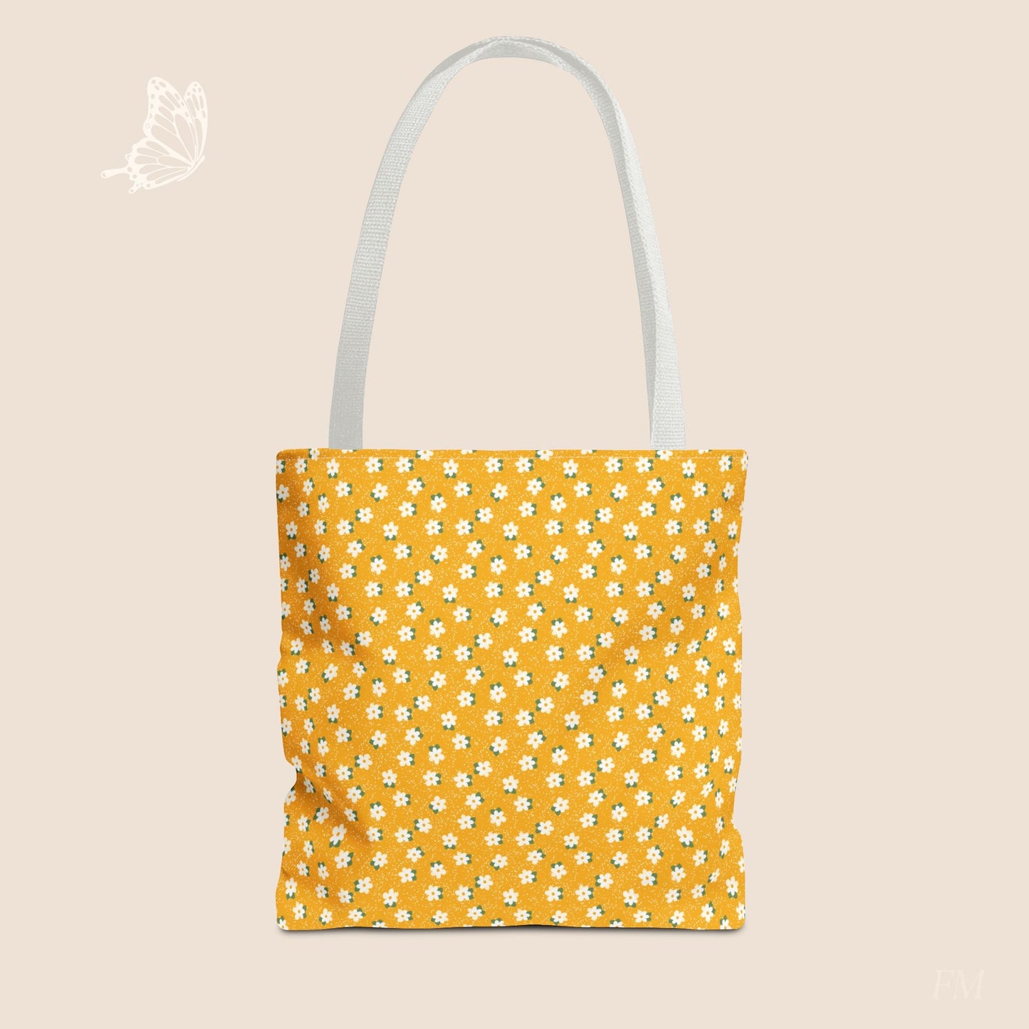Sunny Days Floral Tote Bag with hand drawn artwork - Flourish Moon Studio