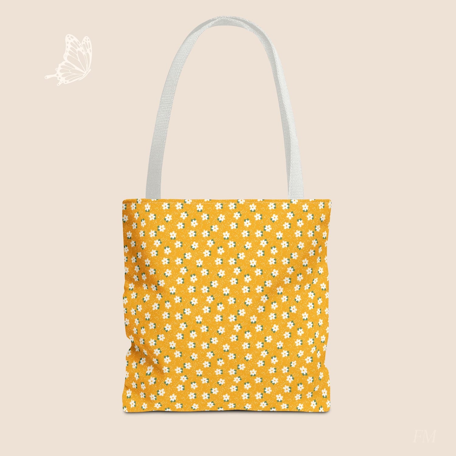 Sunny Days Floral Tote Bag with hand drawn artwork - Flourish Moon Studio