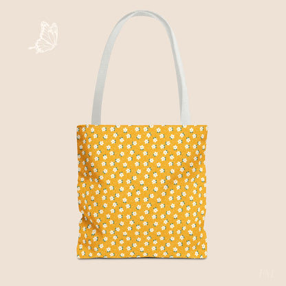 Sunny Days Floral Tote Bag with hand drawn artwork - Flourish Moon Studio