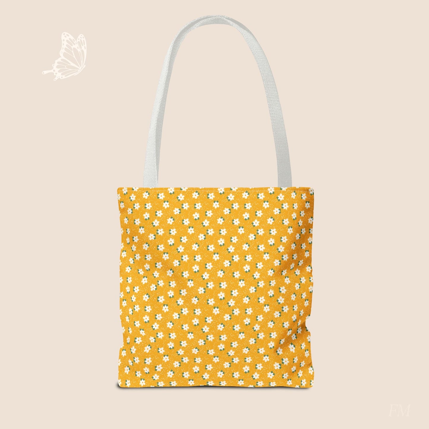Sunny Days Floral Tote Bag with hand drawn artwork - Flourish Moon Studio