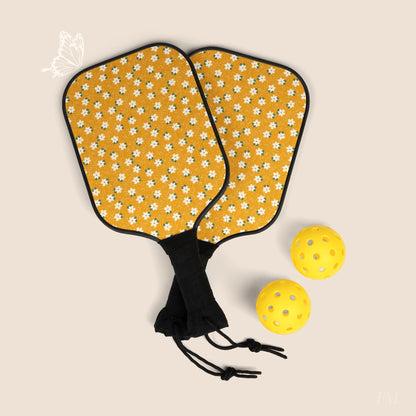 Sunny Days Pickleball Paddles Set with hand drawn artwork - Flourish Moon Studio