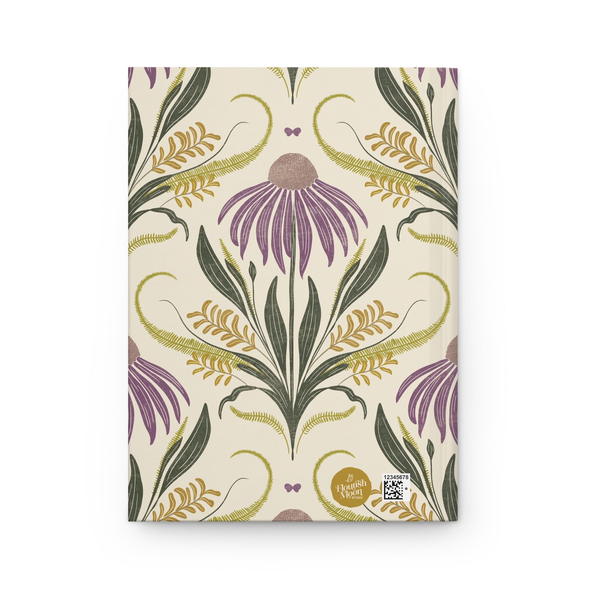 Notebook with floral design on a white background
