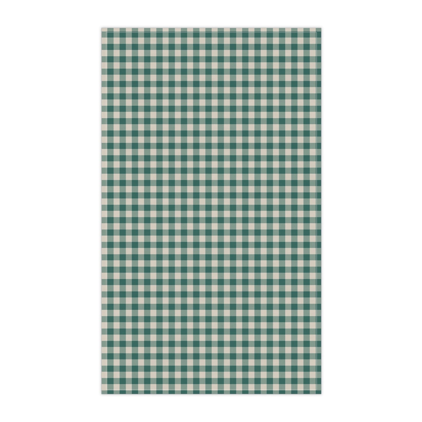 Teal Check Tea Towel with hand - drawn artwork - Flourish Moon Studio