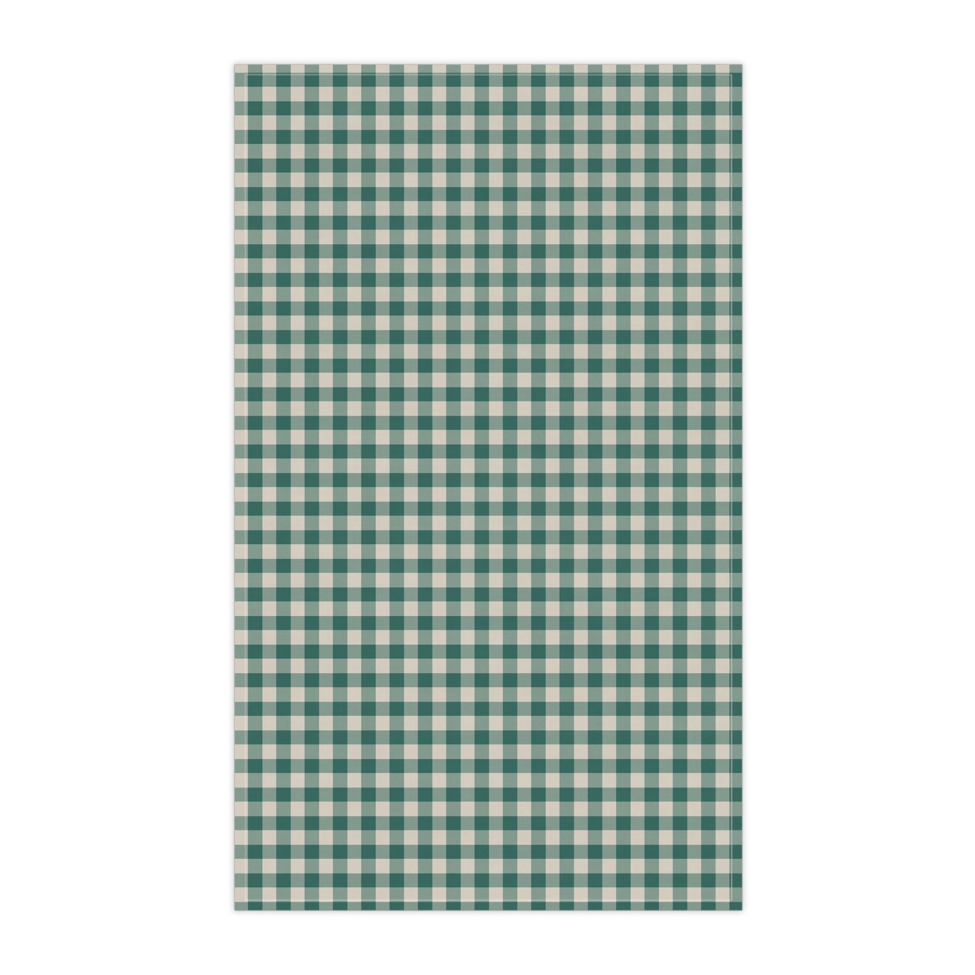 Teal Check Tea Towel with hand - drawn artwork - Flourish Moon Studio