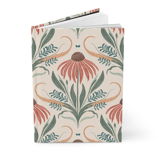 Terracotta Fernsong Hardcover Journal with hand - drawn artwork - Flourish Moon Studio