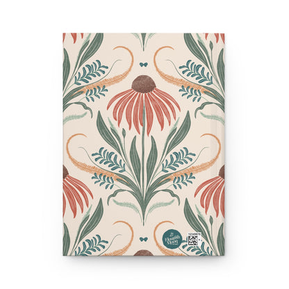 Terracotta Fernsong Hardcover Journal with hand - drawn artwork - Flourish Moon Studio