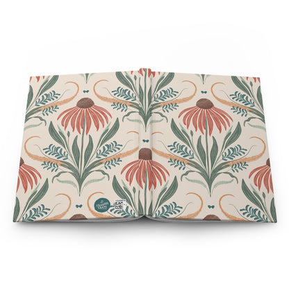 Terracotta Fernsong Hardcover Journal with hand - drawn artwork - Flourish Moon Studio