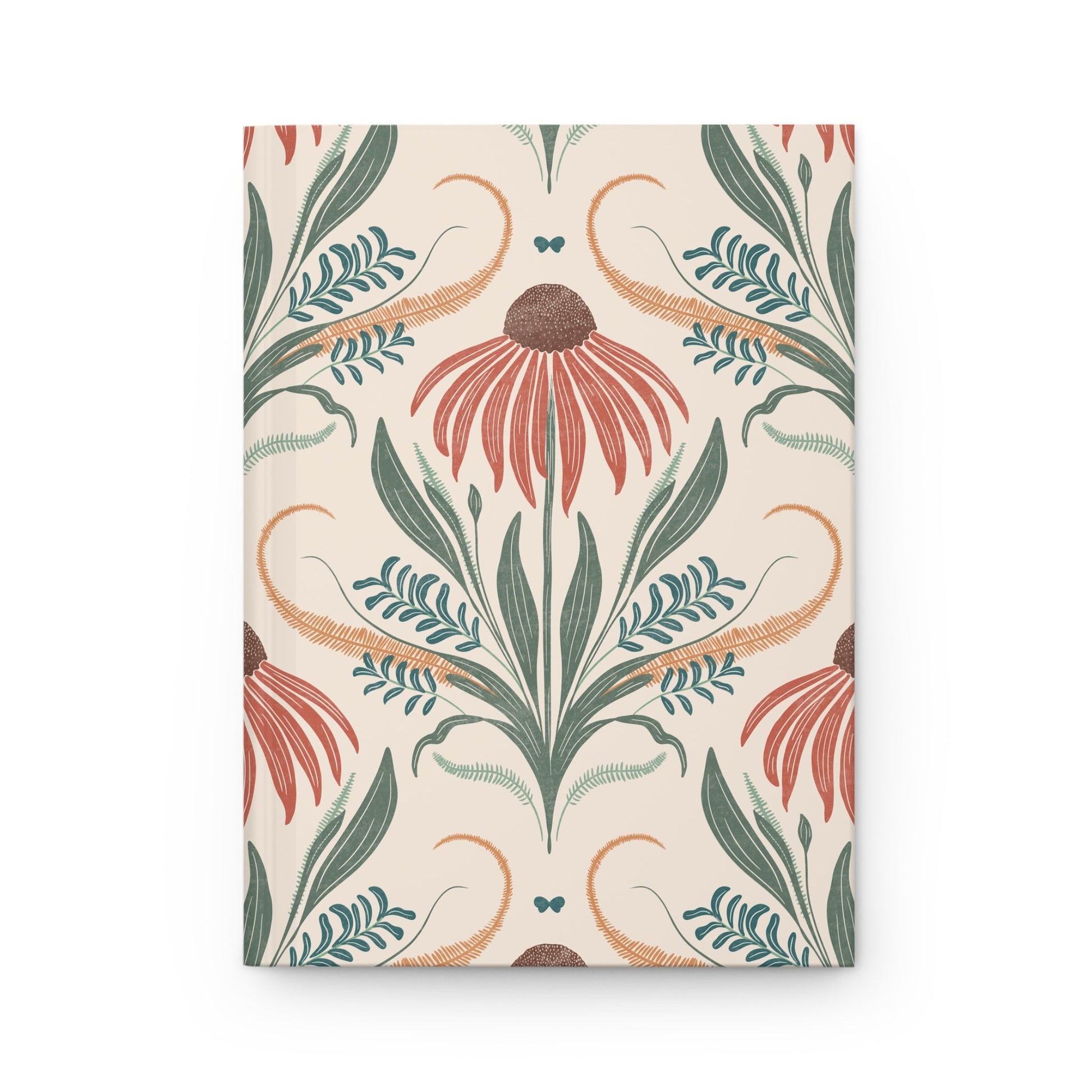 Terracotta Fernsong Hardcover Journal with hand - drawn artwork - Flourish Moon Studio