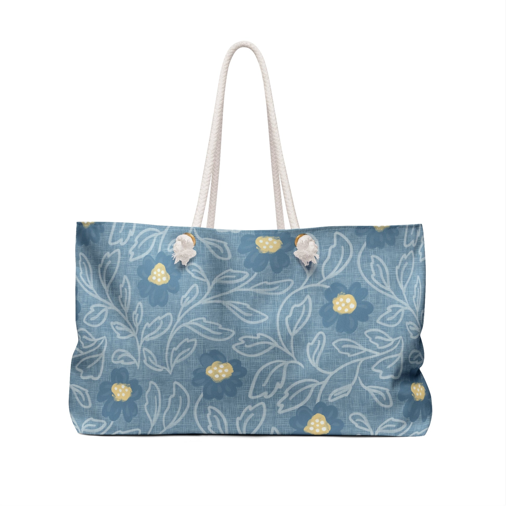The Garden Remembered Floral Weekender Tote Bag with hand drawn artwork - Flourish Moon Studio
