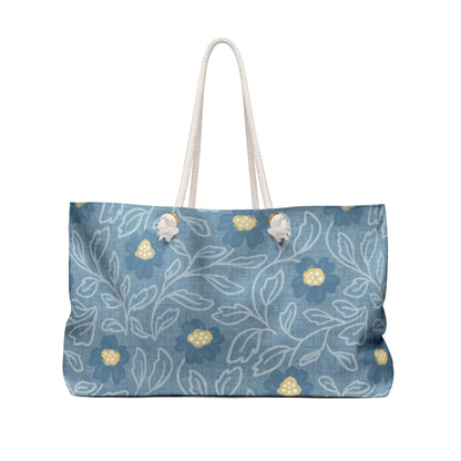 The Garden Remembered Floral Weekender Tote Bag with hand drawn artwork - Flourish Moon Studio