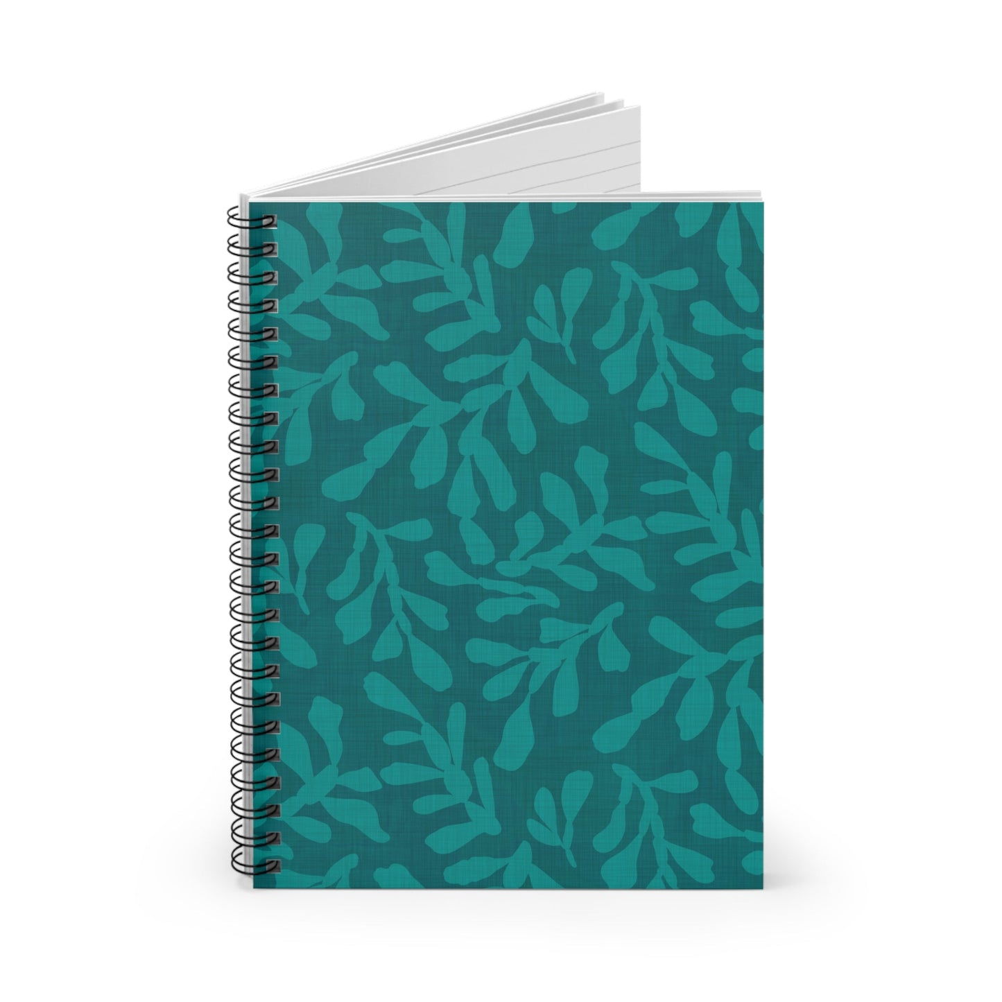 Tidal Veil Coastal Spiral Notebook with hand - drawn artwork - Flourish Moon Studio