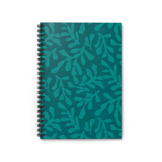 Tidal Veil Coastal Spiral Notebook with hand - drawn artwork - Flourish Moon Studio