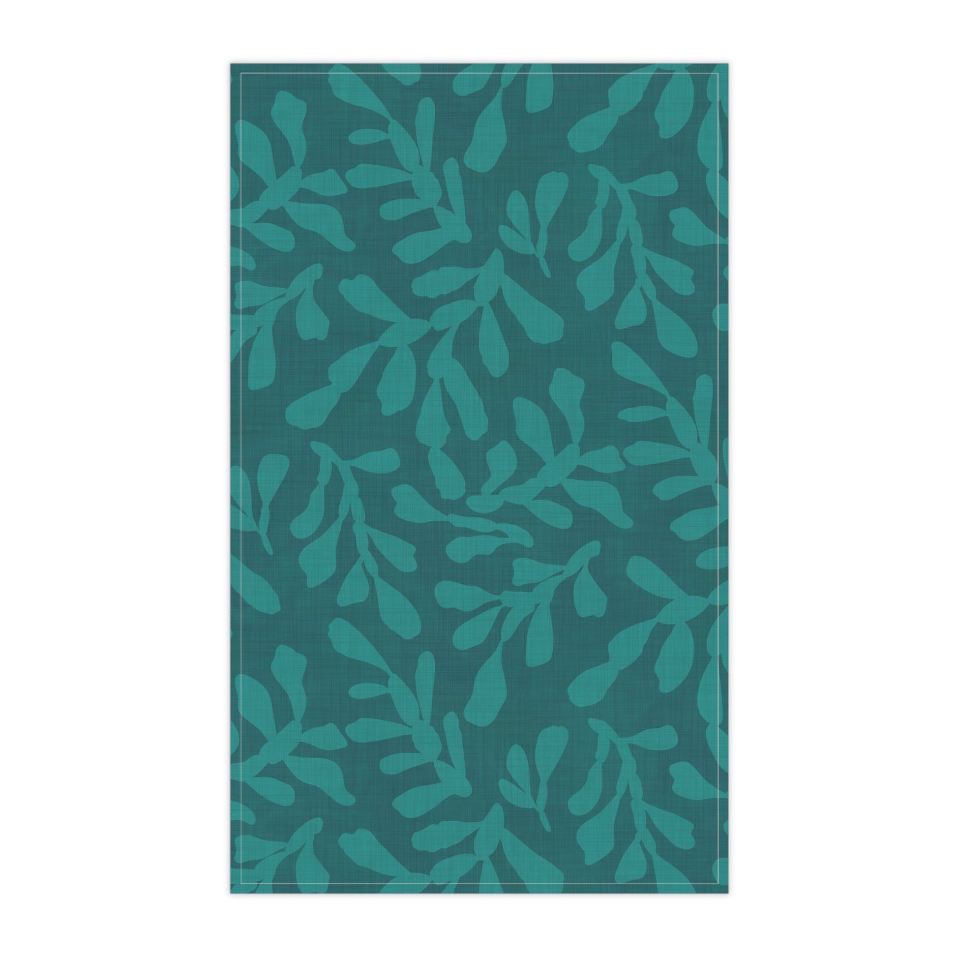 Tidal Veil Coastal Tea Towel with hand - drawn artwork - Flourish Moon Studio