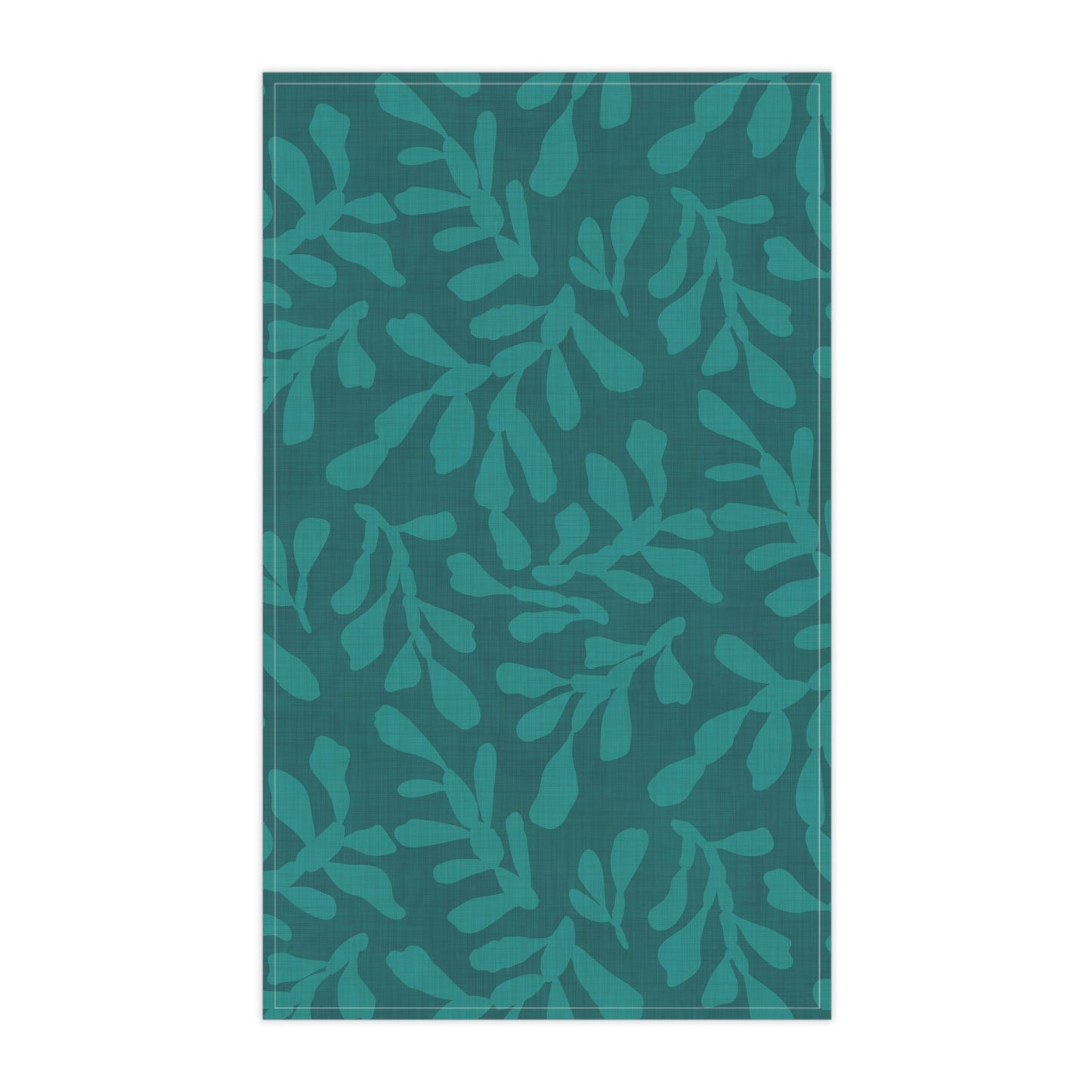 Tidal Veil Coastal Tea Towel with hand - drawn artwork - Flourish Moon Studio