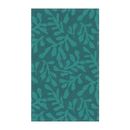 Tidal Veil Coastal Tea Towel with hand - drawn artwork - Flourish Moon Studio