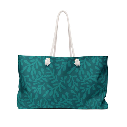 Tidal Veil Coastal Weekender Bag with hand - drawn artwork - Flourish Moon Studio