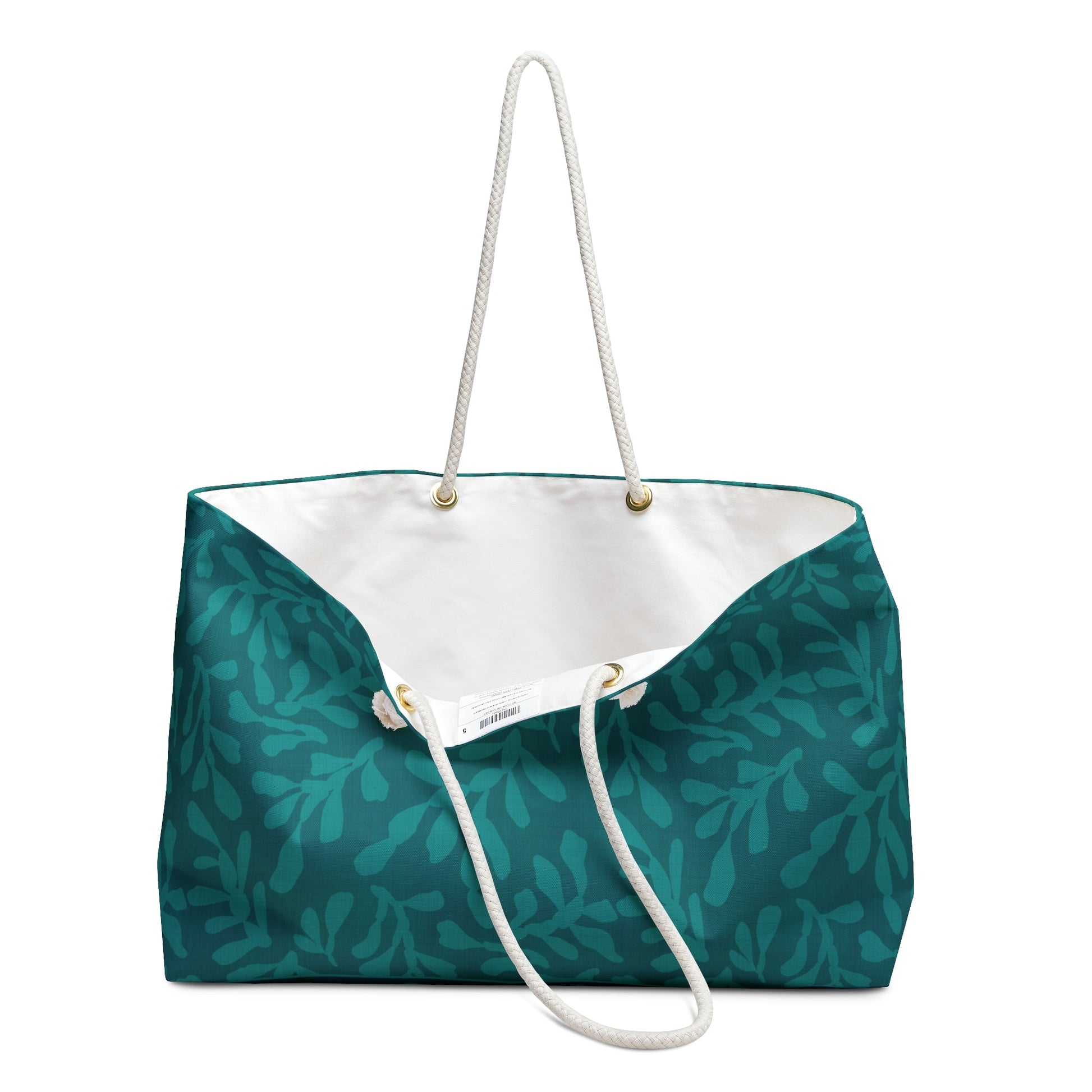 Tidal Veil Coastal Weekender Bag with hand - drawn artwork - Flourish Moon Studio