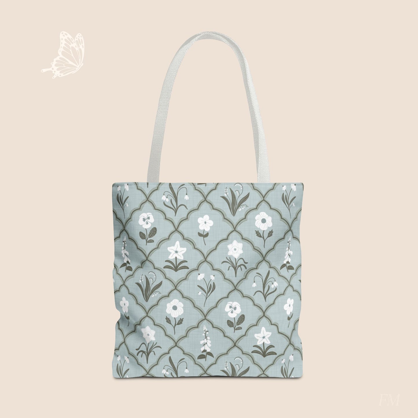Trellis & Bloom Floral Day Tote Bag with hand drawn artwork - Flourish Moon Studio