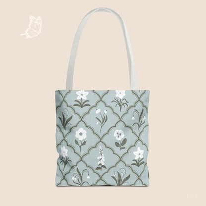 Trellis & Bloom Floral Day Tote Bag with hand drawn artwork - Flourish Moon Studio