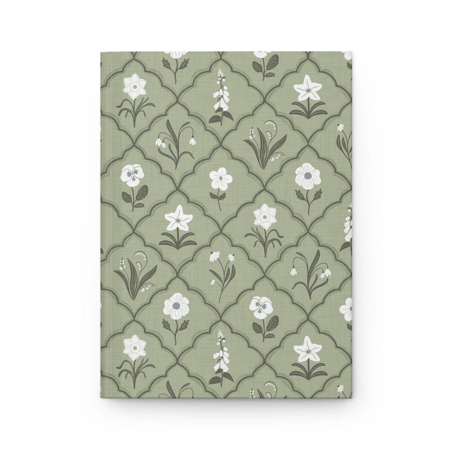 Trellis & Bloom Spring Green Hardcover Journal with hand drawn artwork - Flourish Moon Studio
