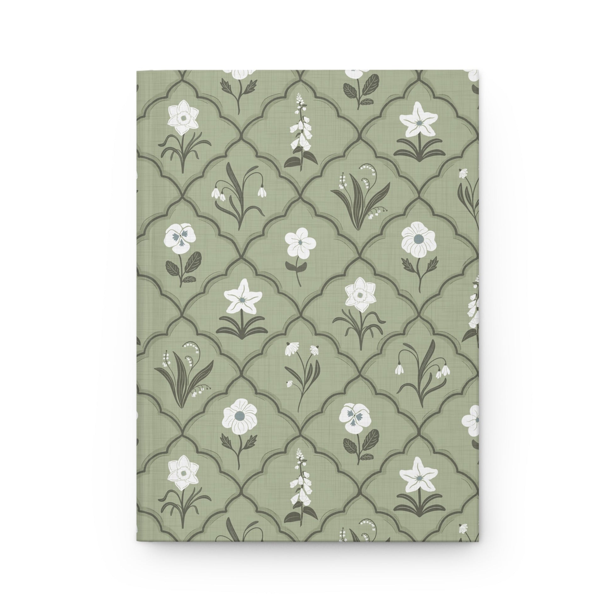 Trellis & Bloom Spring Green Hardcover Journal with hand drawn artwork - Flourish Moon Studio