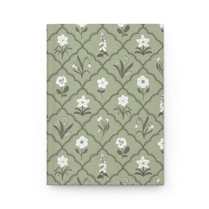 Trellis & Bloom Spring Green Hardcover Journal with hand drawn artwork - Flourish Moon Studio