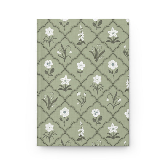 Trellis & Bloom Spring Green Hardcover Journal with hand drawn artwork - Flourish Moon Studio