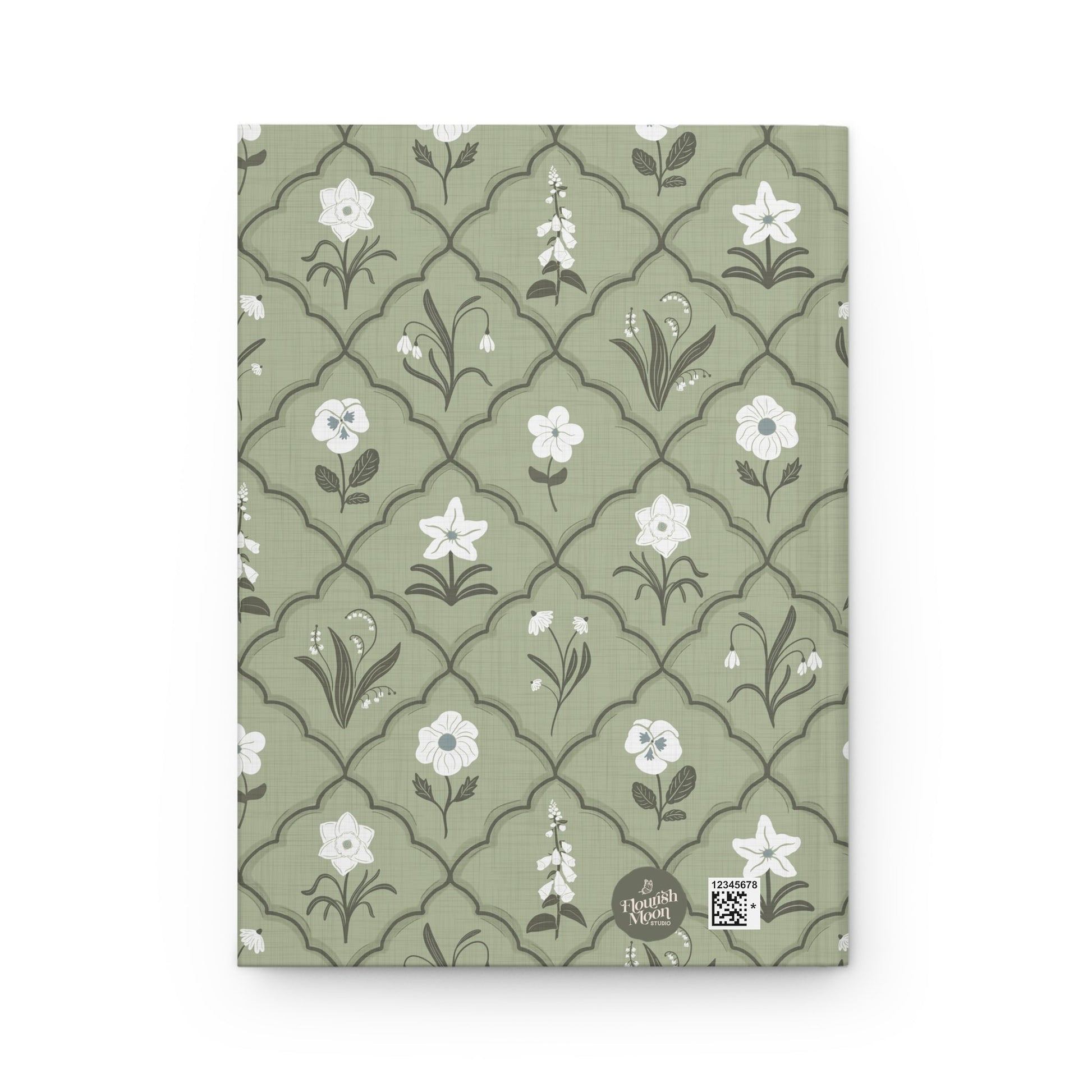 Trellis & Bloom Spring Green Hardcover Journal with hand drawn artwork - Flourish Moon Studio