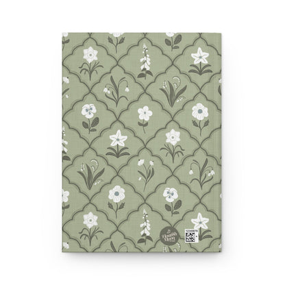 Trellis & Bloom Spring Green Hardcover Journal with hand drawn artwork - Flourish Moon Studio
