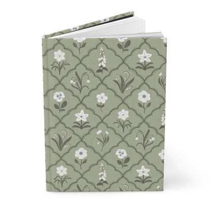 Trellis & Bloom Spring Green Hardcover Journal with hand drawn artwork - Flourish Moon Studio