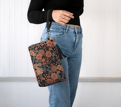 Twilight Posy Clutch/Make-up Bag with hand-drawn artwork - Flourish Moon Studio