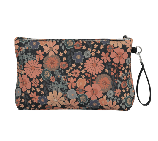 Twilight Posy Clutch/Make-up Bag with hand-drawn artwork - Flourish Moon Studio