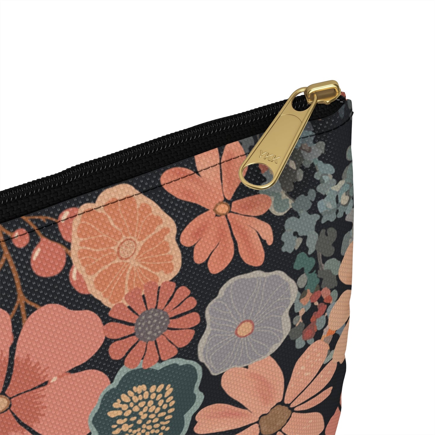 Twilight Posy Floral Accessory Pouch with hand - drawn artwork - Flourish Moon Studio