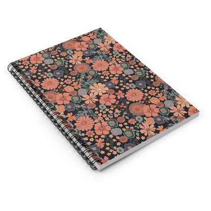 Twilight Posy Floral Spiral Notebook with hand - drawn artwork - Flourish Moon Studio