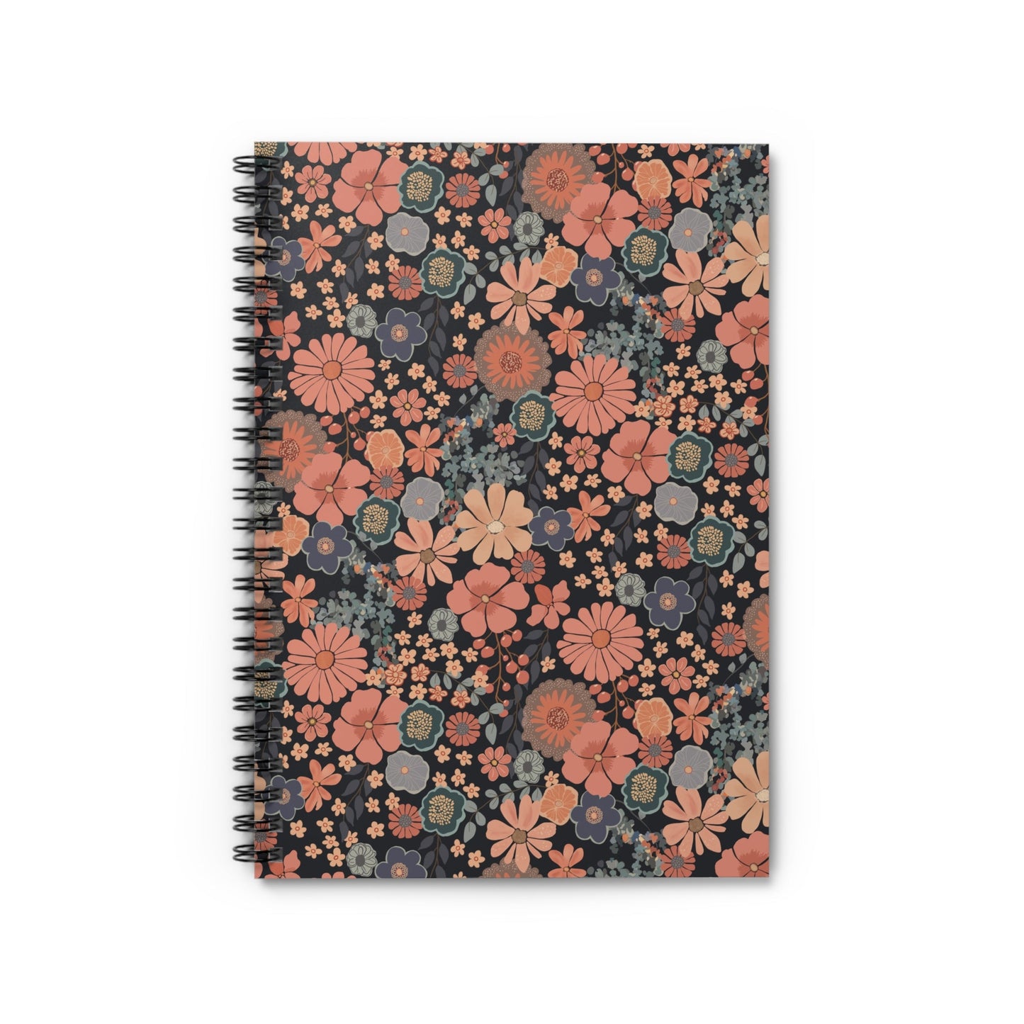 Twilight Posy Floral Spiral Notebook with hand - drawn artwork - Flourish Moon Studio