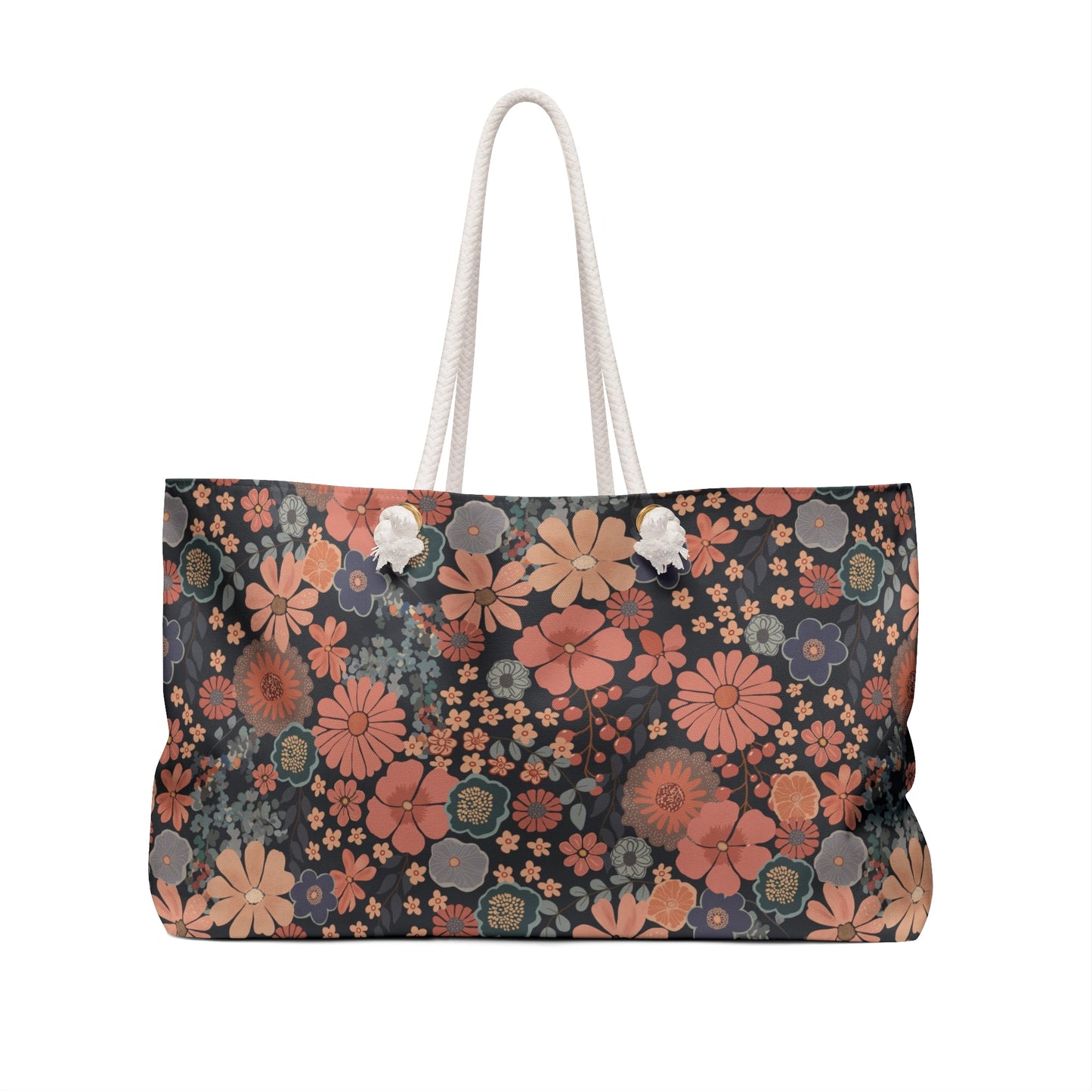Twilight Posy Weekender Bag with hand - drawn artwork - Flourish Moon Studio