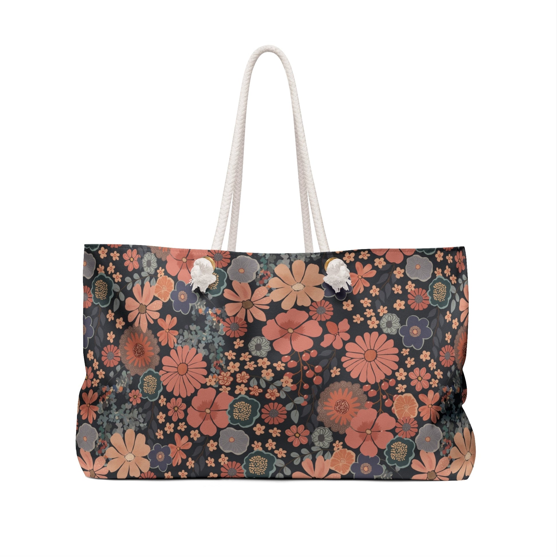 Twilight Posy Weekender Bag with hand - drawn artwork - Flourish Moon Studio