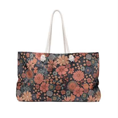 Twilight Posy Weekender Bag with hand - drawn artwork - Flourish Moon Studio