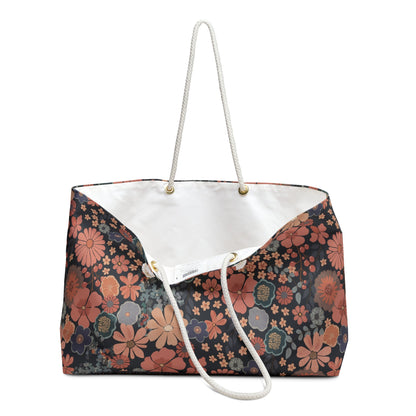 Twilight Posy Weekender Bag with hand - drawn artwork - Flourish Moon Studio