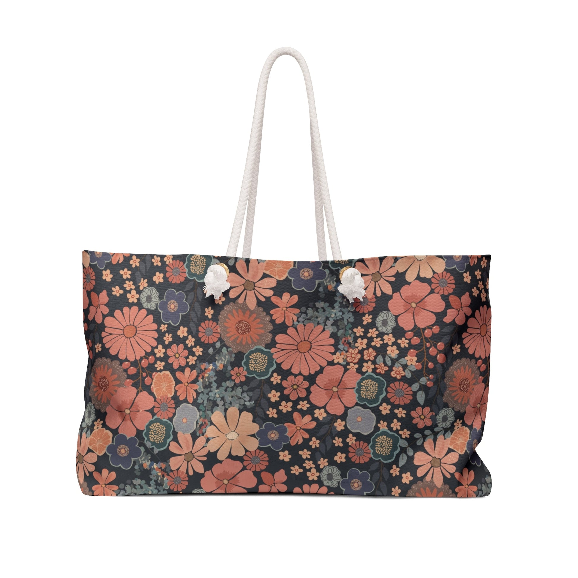 Twilight Posy Weekender Bag with hand - drawn artwork - Flourish Moon Studio