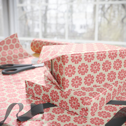 Vintage Country Snowflake Wrapping Paper with hand - drawn artwork - Flourish Moon Studio