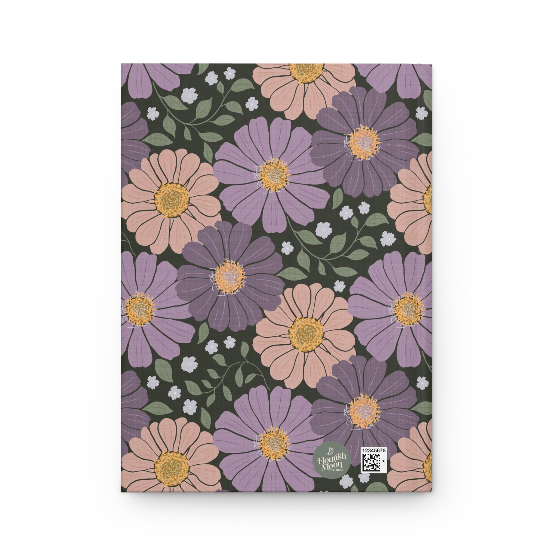Whisper Glen Floral Hardcover Journal with hand - drawn artwork - Flourish Moon Studio