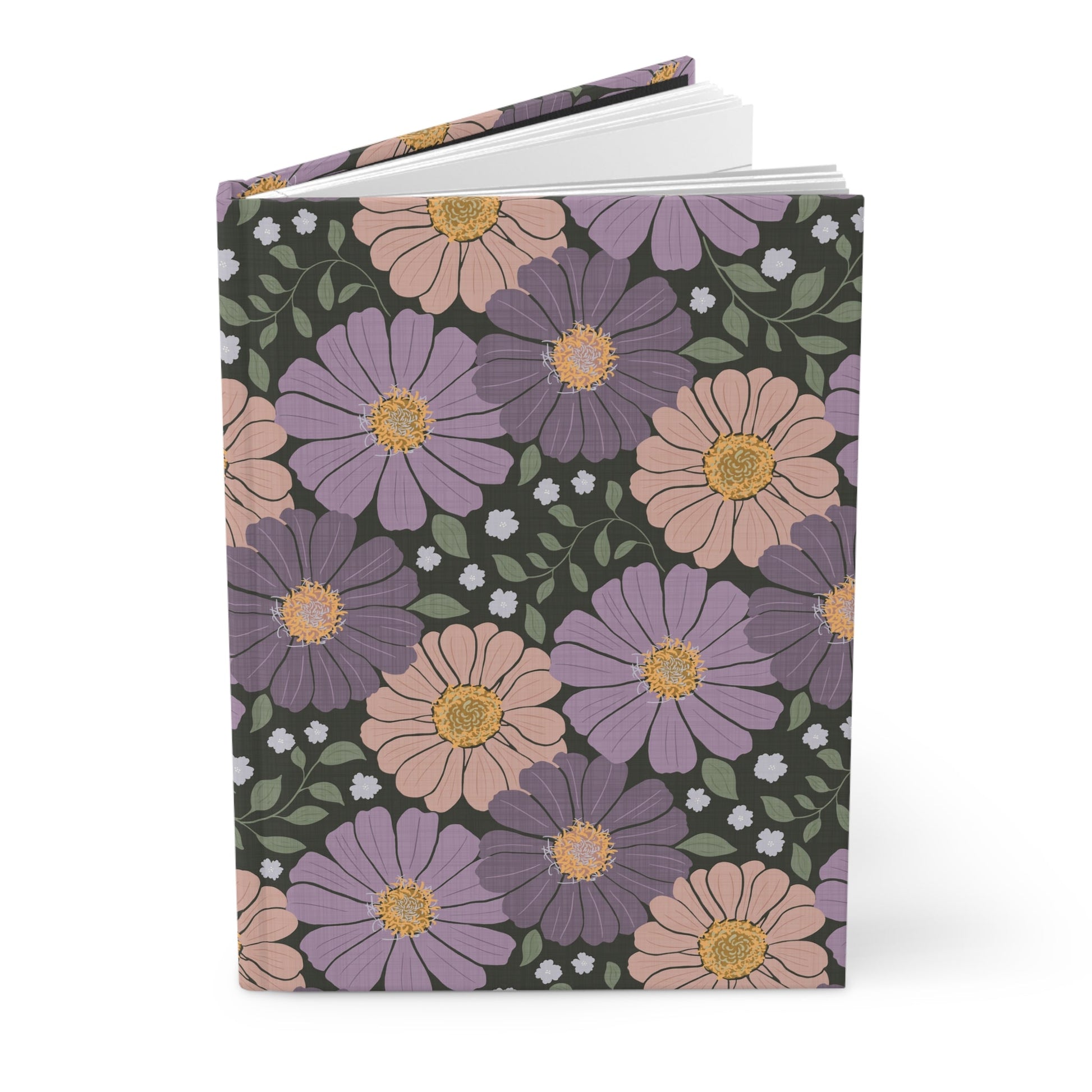 Whisper Glen Floral Hardcover Journal with hand - drawn artwork - Flourish Moon Studio