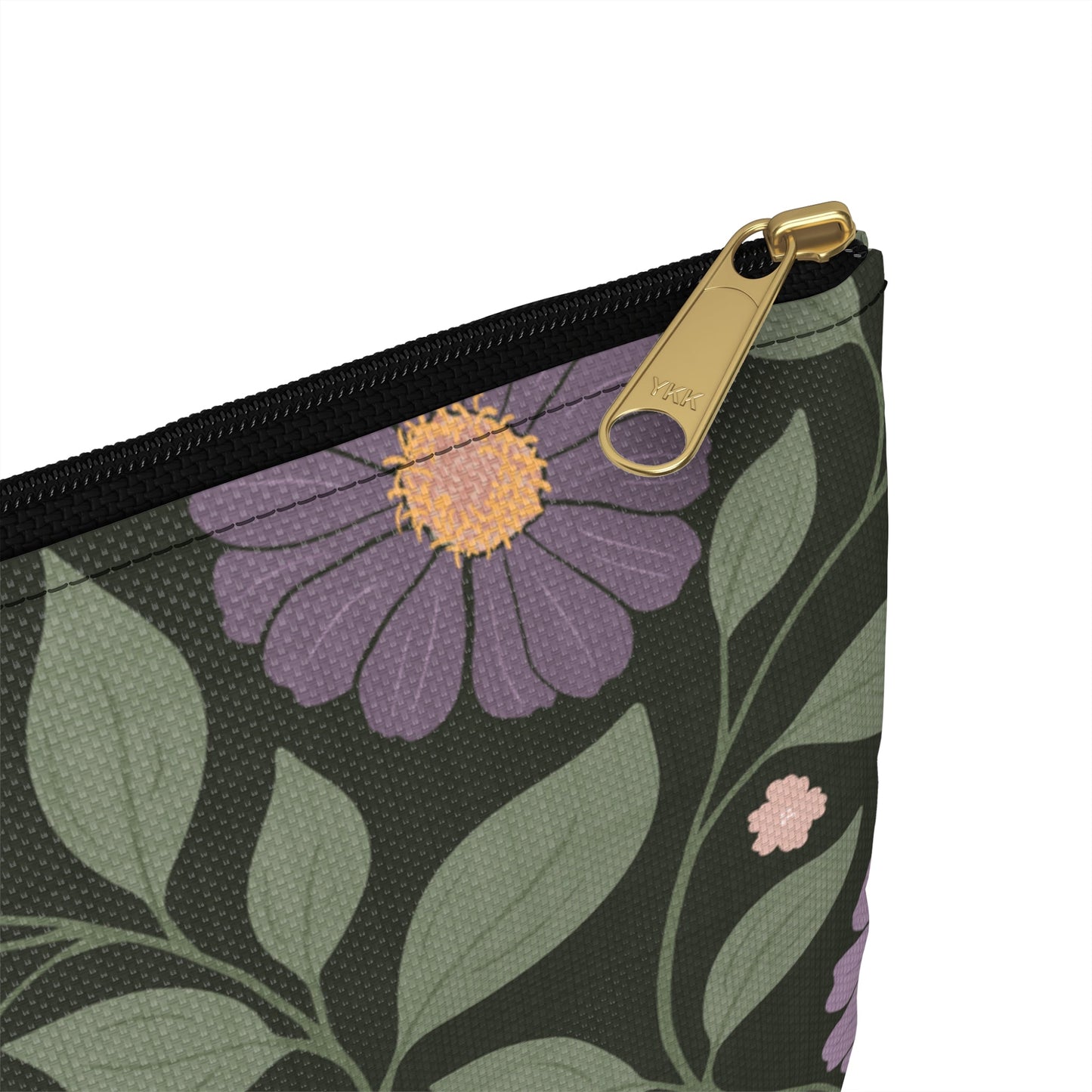 Whisper Song Floral Accessory Zipper Pouch with hand - drawn artwork - Flourish Moon Studio