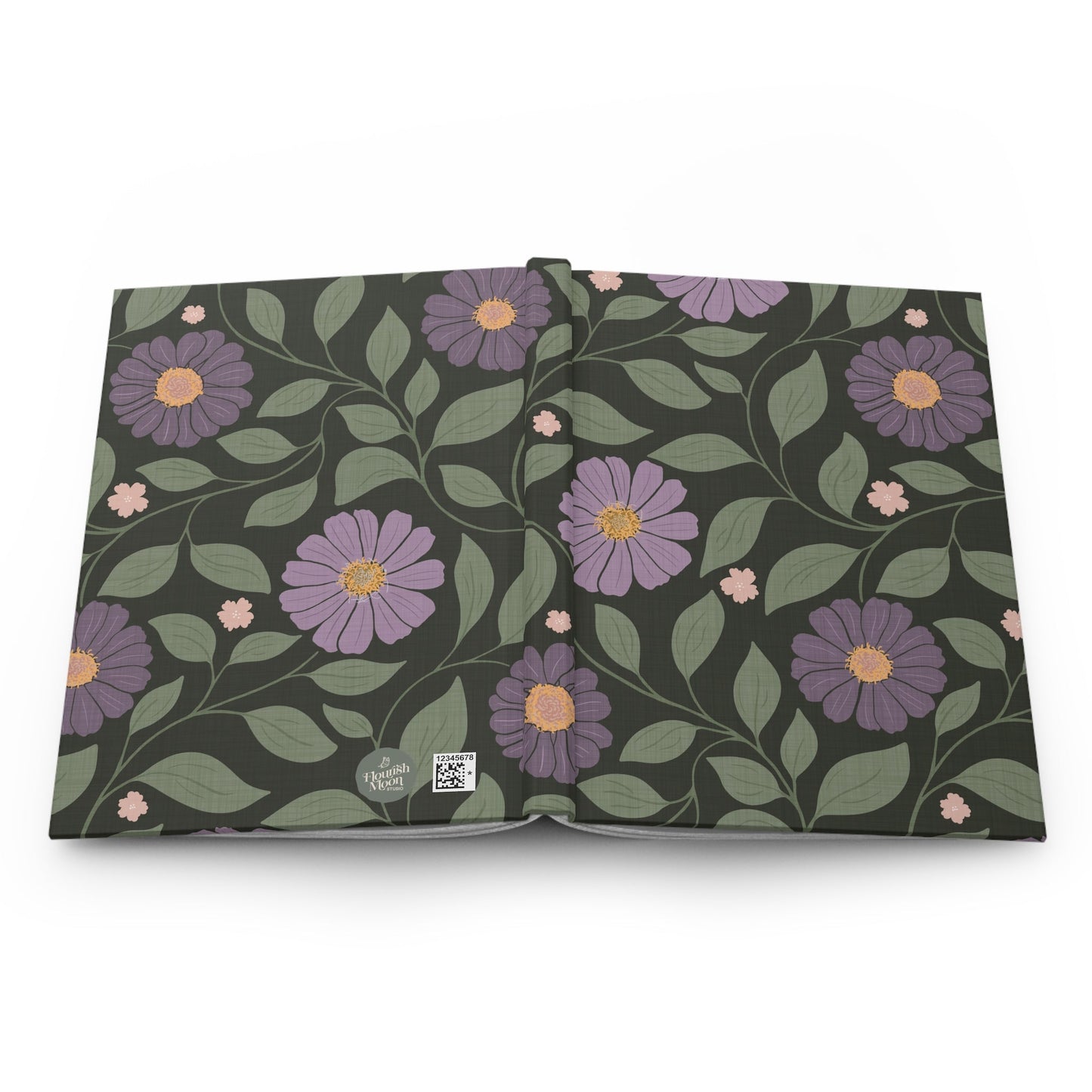 Whisper Song Floral Hardcover Journal with hand - drawn artwork - Flourish Moon Studio