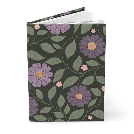 Whisper Song Floral Hardcover Journal with hand - drawn artwork - Flourish Moon Studio