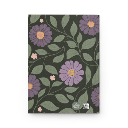 Whisper Song Floral Hardcover Journal with hand - drawn artwork - Flourish Moon Studio