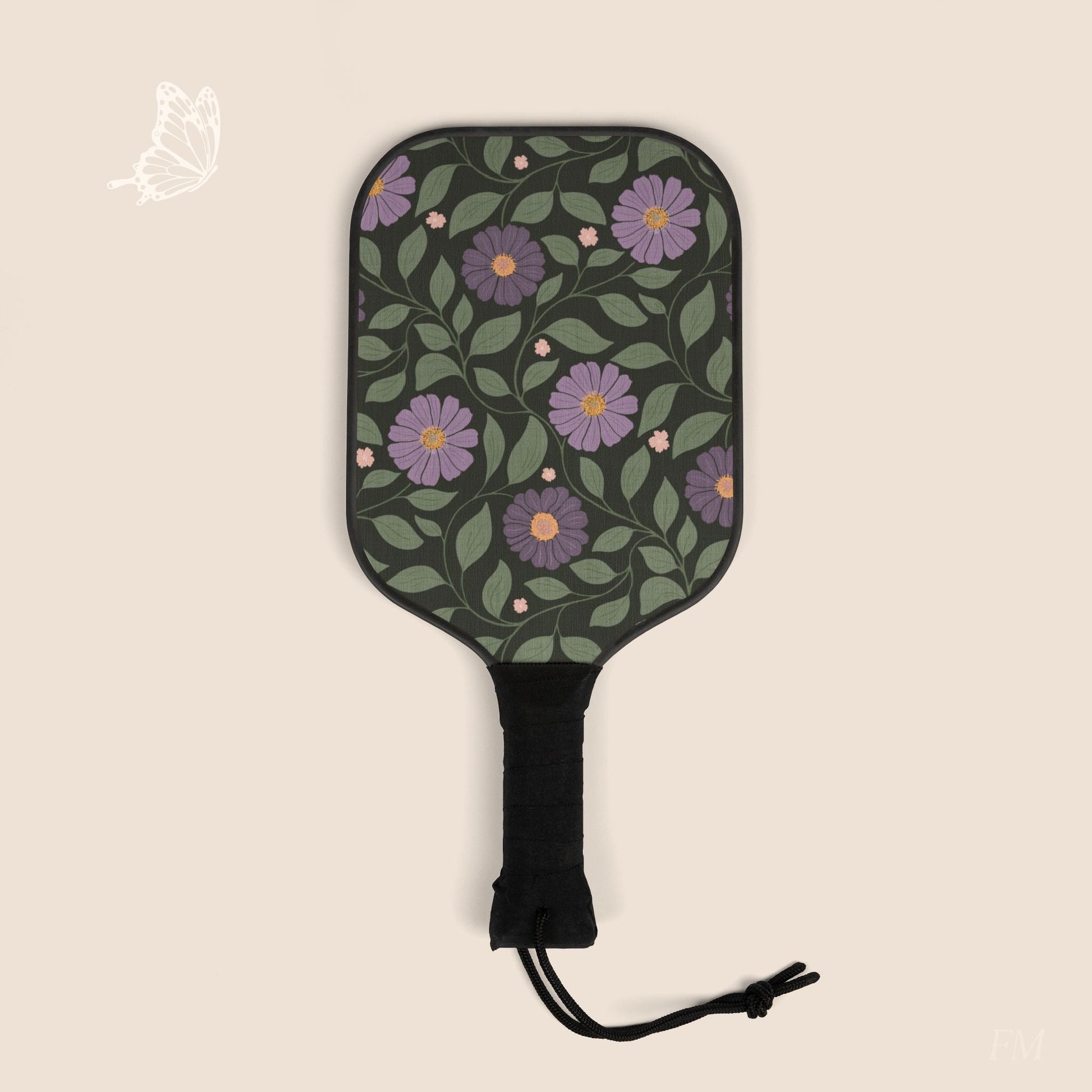 Whisper Song Floral Pickleball Paddles Set with hand drawn artwork - Flourish Moon Studio