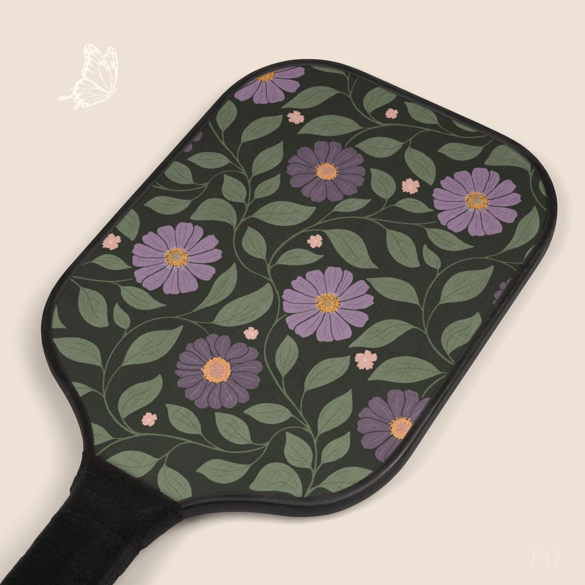 Whisper Song Floral Pickleball Paddles Set with hand drawn artwork - Flourish Moon Studio